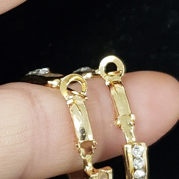 Women's hoop rhinestone earrings - Picture 4 of 8